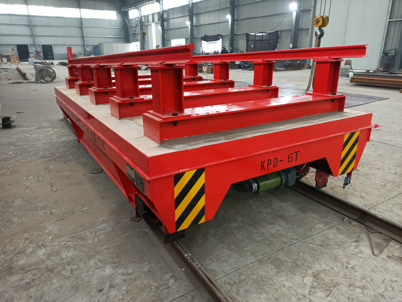 Industrial Electric Moving Motorized Trolley Rail Transfer Cart fyrir efni meðferð